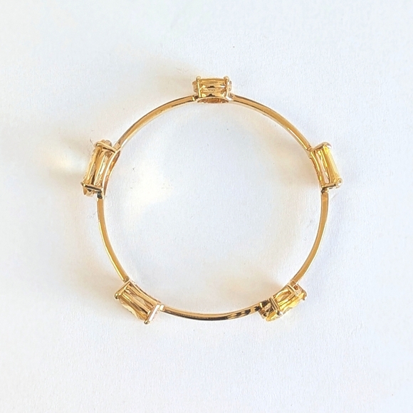 Kate Spade Vegas Jewels Chunky Basket Setting Bangle Bracelet Gold Citrine Hue - Picture 5 of 11